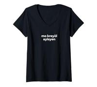 Femme « Mot créole haïtien ». Langue haïtienne Amusante T-Shirt avec Col en V