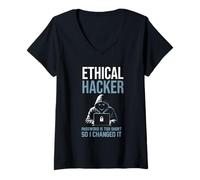 Femme Mot de passe drôle de pirate éthique trop court alors je l'ai changé T-Shirt avec Col en V