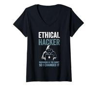 Femme Mot de passe drôle de pirate éthique trop court alors je l'ai changé T-Shirt avec Col en V