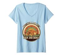 Femme Mother I Am But Skin and Bones Funny Dog Mom Dog Lover T-Shirt avec Col en V
