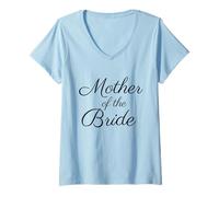 Femme Mother of The Bride, Wedding & Bridal Mom, Black Script Police T-Shirt avec Col en V