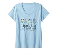 Femme Motherhood is Kingdom Work Women Christian Mom Proverbs 31 T-Shirt avec Col en V