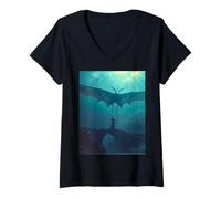 Femme Mothman met en Garde Contre Le Destin au-Dessus du Pont hanté de Point Pleasant T-Shirt avec Col en V