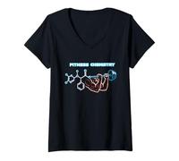 Femme Motif Abstrait molécule Graphique Moderne Ligne Art Design T-Shirt avec Col en V