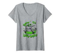 Femme Motif Alligator Amusant Born to Dilly Dally T-Shirt avec Col en V