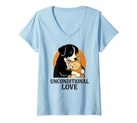 Femme Motif Amour inconditionnel pour Chien et Chat pour Homme et Femme T-Shirt avec Col en V