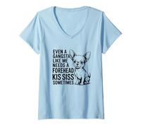 Femme Motif Amusant Chihuahua Even A Gangsta Needs Love Pet T-Shirt avec Col en V