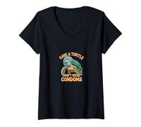 Femme Motif Amusant Save The Turtles T-Shirt avec Col en V