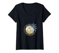 Femme Motif ancre côtière « No Crying on the Yacht » T-Shirt avec Col en V