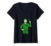 Femme Motif Arbitre Irlandais de la Saint-Patrick T-Shirt avec Col en V