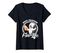 Femme Motif Berger Anglais Amant Un Beau Chien de Berger Anglais T-Shirt avec Col en V