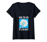 Femme Motif Bleu Don't Count The Days T-Shirt avec Col en V