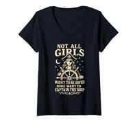 Femme Motif Capitaine Pirate « Not All Girls Want to Be Saved » T-Shirt avec Col en V