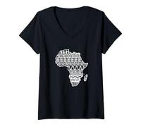 Femme Motif Carte de Contour de l'Afrique T-Shirt avec Col en V