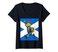 Femme Motif Chardon écossais Try Time T-Shirt avec Col en V