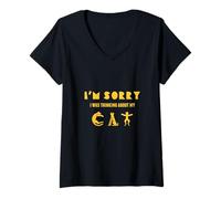 Femme Motif chat amusant pour tous ceux qui aiment leur petit tigre T-Shirt avec Col en V