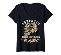 Femme Motif crâne d'anthropologie médico-légale T-Shirt avec Col en V