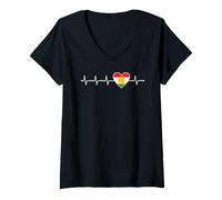 Femme Motif cœur du Kurdistan avec Drapeau kurde T-Shirt avec Col en V