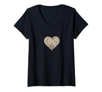 Femme Motif cœur imprimé léopard pour une Saint-Valentin élégante T-Shirt avec Col en V