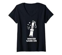 Femme Motif d'appel de Canard d'hiver pour Les Fans de Chasseurs de sauvagine T-Shirt avec Col en V