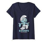 Femme Motif de Bande dessinée The Schtroumpfs Movie Made in Comics T-Shirt avec Col en V