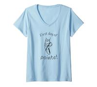 Femme Motif de Danseuse de Ballet Premier Jour de Pointe T-Shirt avec Col en V