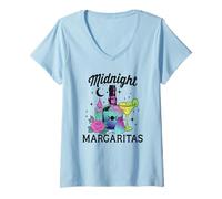 Femme Motif de la Potion Mystique à la Rose Lunaire de Midnight Margaritas T-Shirt avec Col en V