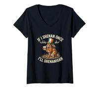 Femme Motif de lièvre Irlandais Shenanigans de la Saint-Patrick T-Shirt avec Col en V
