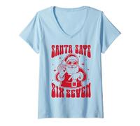 Femme Motif de mème de Noël Amusant de la génération Z de Santa Says 67 T-Shirt avec Col en V