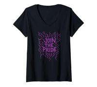 Femme Motif de Tatouage Tribal Assorti pour Enfants Join The Pride Halloween T-Shirt avec Col en V