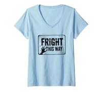 Femme Motif d'halloween Effrayant de Cette façon T-Shirt avec Col en V