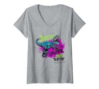 Femme Motif d'halloween Jurassic Park Plus Grand Plus Fort T-Shirt avec Col en V