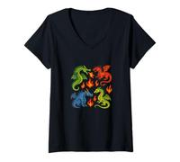 Femme Motif Dragons Nerdy Dragon Lovers Design Fantasy Nerd T-Shirt avec Col en V