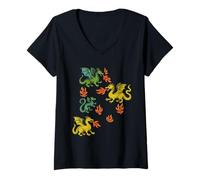 Femme Motif Dragons Nerdy Dragon Lovers Design Fantasy Nerd T-Shirt avec Col en V