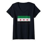 Femme Motif drapeau de la Syrie pour hommes, femmes, enfants T-Shirt avec Col en V