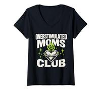 Femme Motif en Forme de cœur Audacieux du Club des Mamans surstimulé T-Shirt avec Col en V