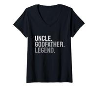 Femme Motif Famille de légende de l'oncle Parrain T-Shirt avec Col en V