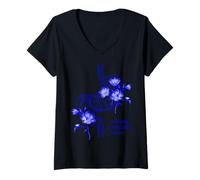 Femme Motif Floral Bleu - Construire Un bel Avenir T-Shirt avec Col en V