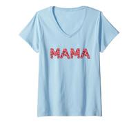 Femme Motif floral Mama Flower pour maman mignonne fête des mères T-Shirt avec Col en V