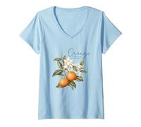 Femme Motif floral orange You Glad We Met Citrus T-Shirt avec Col en V