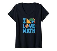 Femme Motif géométrique « I Love Math » T-Shirt avec Col en V