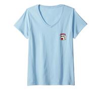Femme Motif Graphique de cœur Amoureux des Chats de Saint-Valentin pour Femmes T-Shirt avec Col en V