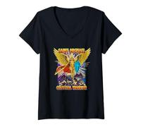 Femme Motif Guerrier céleste Saint Michel l'archange T-Shirt avec Col en V