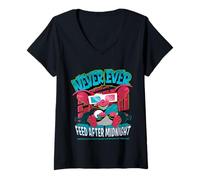 Femme Motif Halloween Never Ever Feed After Midnight Gremlins T-Shirt avec Col en V