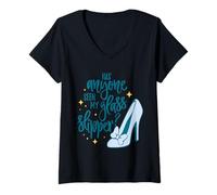 Femme Motif « Has Anyone Seen My Glass Slipper » T-Shirt avec Col en V