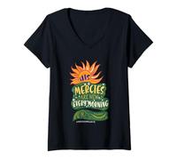 Femme Motif His Mercies are New Every Morning Christian Faith T-Shirt avec Col en V