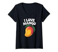 Femme Motif I Love Mango Juicy Fruit Passion T-Shirt avec Col en V