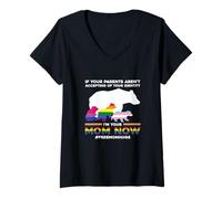 Femme Motif I'm Your Mom Now Free Mom Hugs T-Shirt avec Col en V