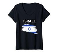 Femme Motif Israël T-Shirt avec Col en V