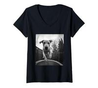 Femme Motif Labrador sautant sur Un Trampoline Amoureux des Chiens T-Shirt avec Col en V